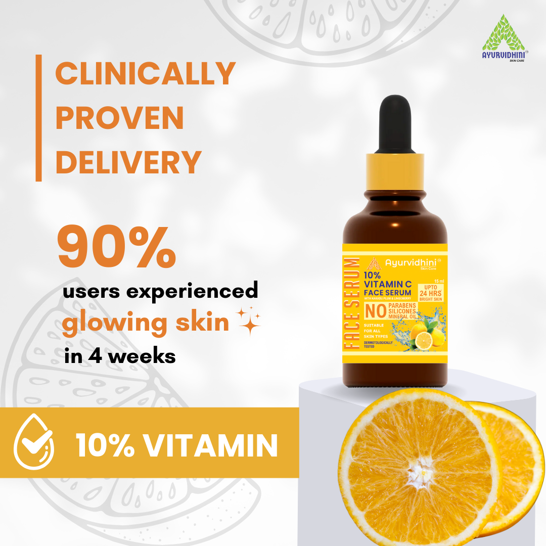 AYURVIDHINI - 10% VITAMIN C FACE SERUM "Glow Brighter, Shine Younger 15ml.
