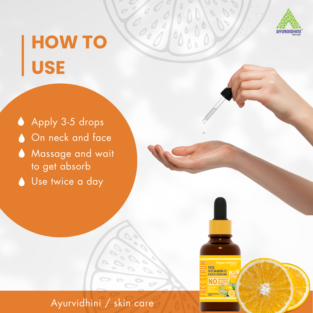 AYURVIDHINI - 10% VITAMIN C FACE SERUM "Glow Brighter, Shine Younger 15ml.